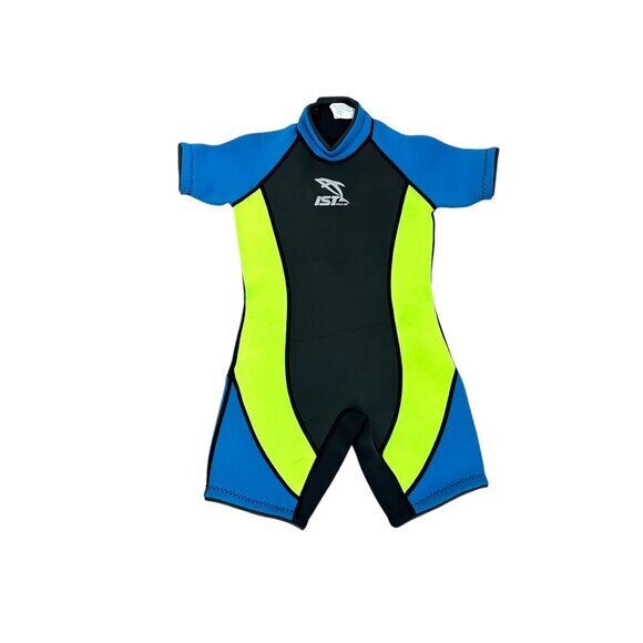 IST Kids Neoprene Shorty Wetsuit S Black/Blue/Yellow - Picture 1 of 5